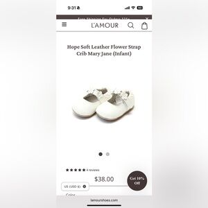 L’amour Mary Jane Crib Shoe - Leather, Flower Strap (Infant)